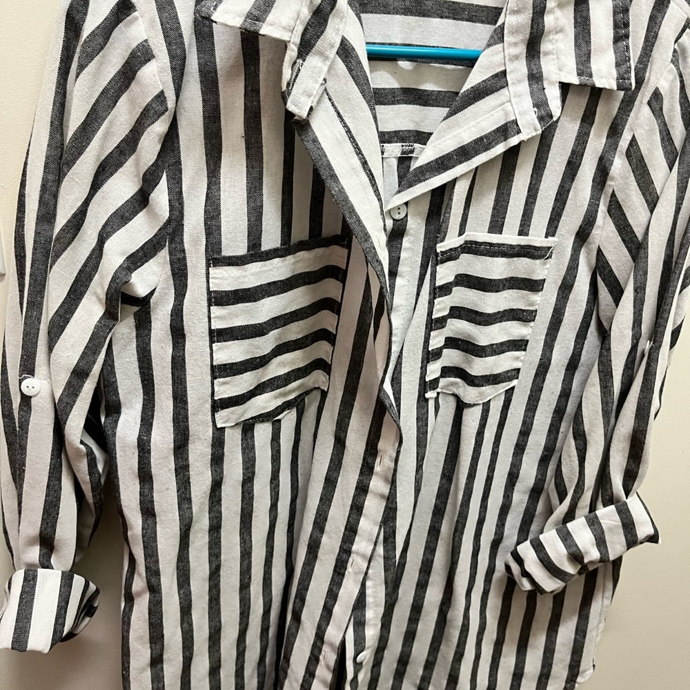 Grey and white stripped long sleeve